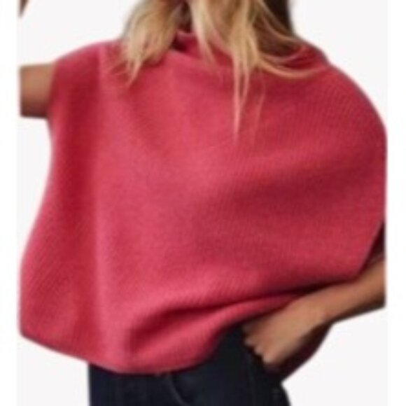 Anthropologie Sweaters - Anthropologie The Cashmere Collection Pink Ribbed Knit Poncho